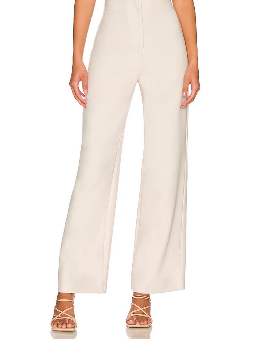 Bardot Cream High-Rise Wide Leg Pants